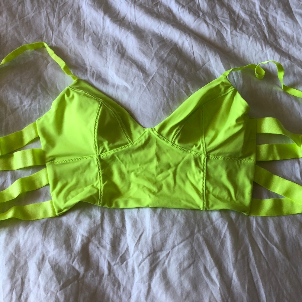 VS Long Line Strappy Bikini Top in Yellow